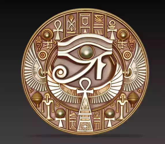 Eye of Ra Coin - Ancient Egyptian Medallion Relief 3D Model 3D print model