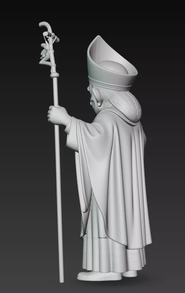 Cartoon Pope - Stylized Bishop Character 3D Model - Cleric 3D print model_9
