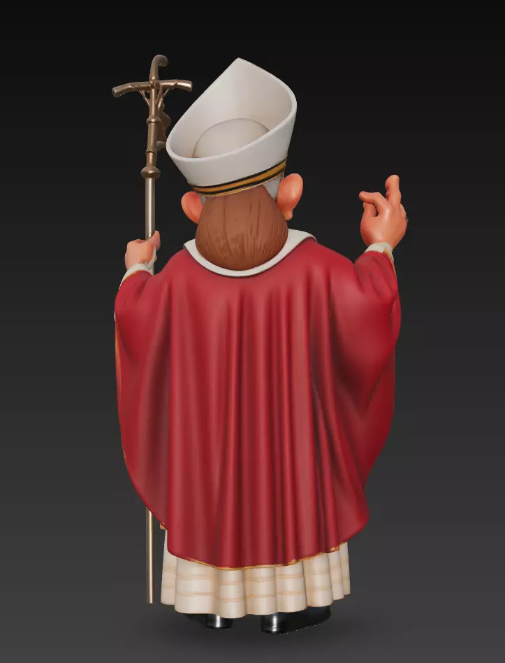Cartoon Pope - Stylized Bishop Character 3D Model - Cleric 3D print model_4
