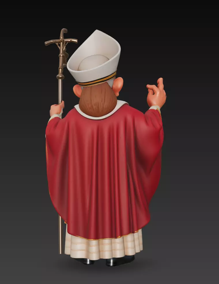 Cartoon Pope - Stylized Bishop Character 3D Model - Cleric 3D print model_5