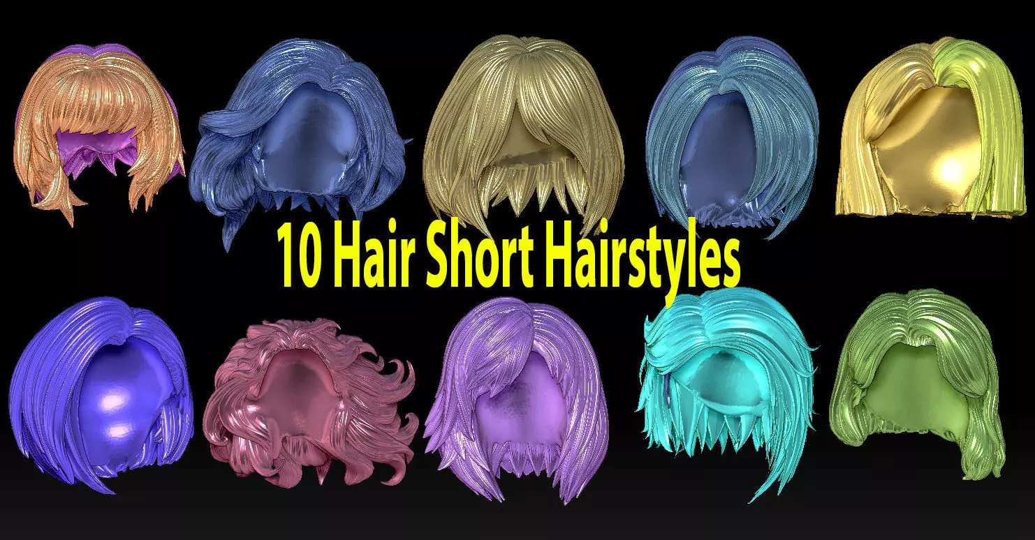 10 Hair Short Hairstyles 3D print model