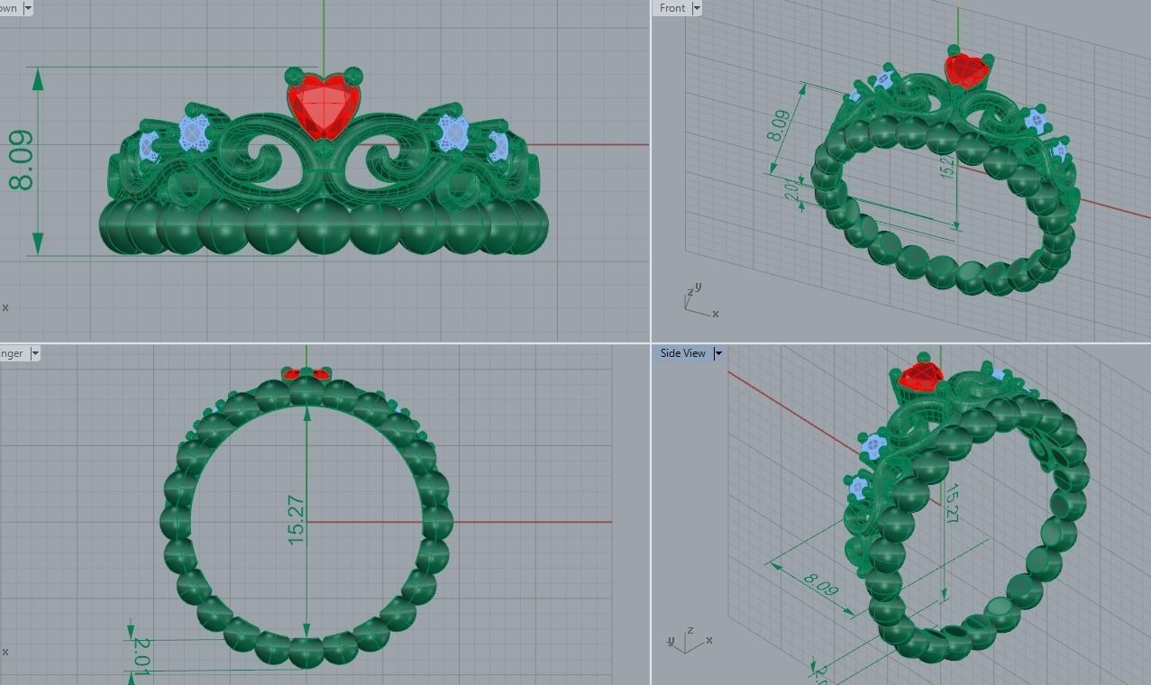 Crown ring 3 3D print model_3