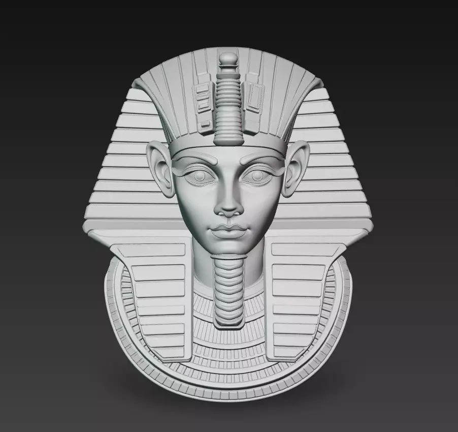 Pharaoh Royal Bust - Egyptian Wall Sculpture 3D Model - Stylized 3D print model_8