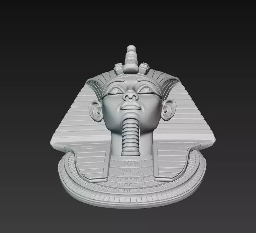 Pharaoh Royal Bust - Egyptian Wall Sculpture 3D Model - Stylized 3D print model_6