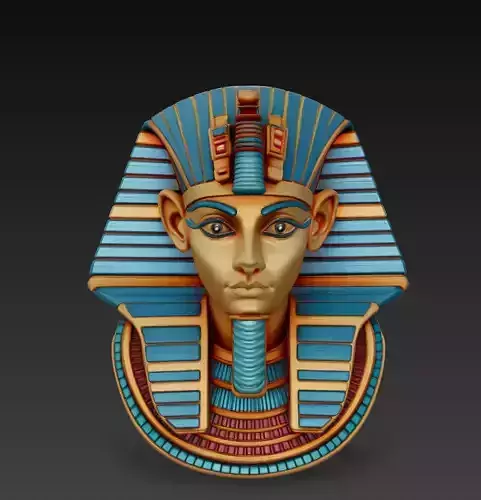 Pharaoh Royal Bust - Egyptian Wall Sculpture 3D Model - Stylized