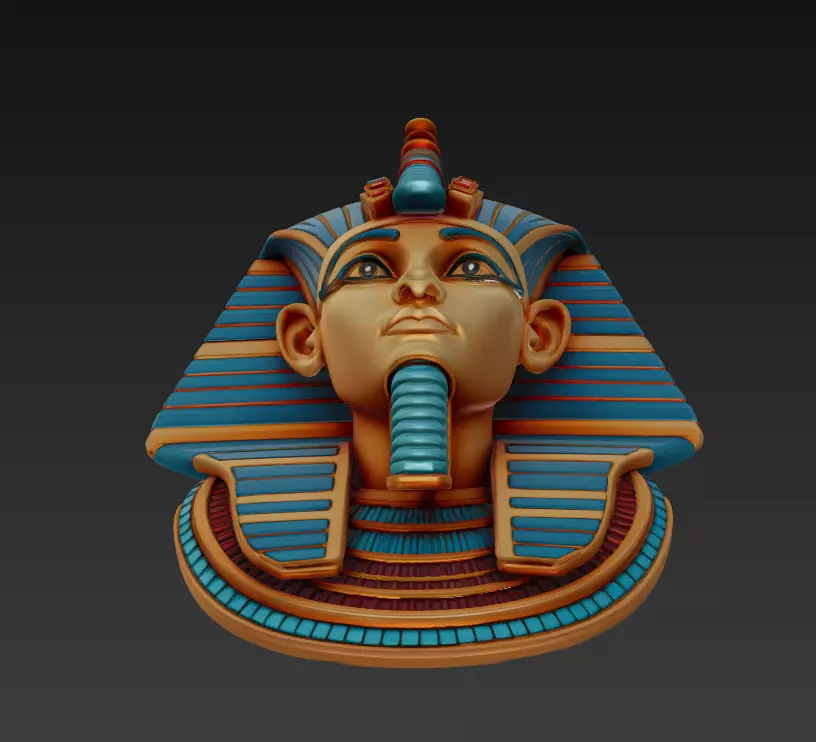 Pharaoh Royal Bust - Egyptian Wall Sculpture 3D Model - Stylized 3D print model_3
