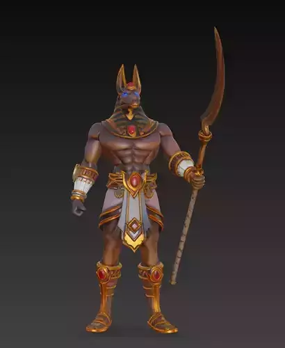 Anubis Guardian Warrior - Stylized Egyptian Jackal Deity 3D