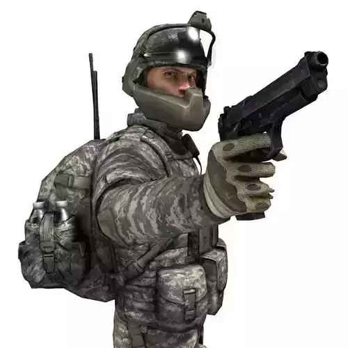 US Army Soldier Low-poly 3D model