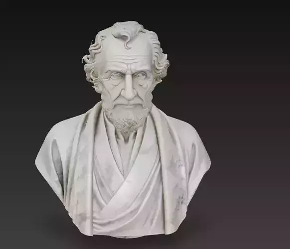 Marble Wise Elder Bust - Classical Sculpture 3D Model