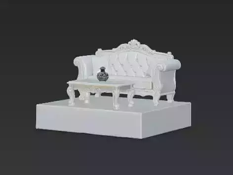 Luxury Sofa with Table on Podium 3D Interior