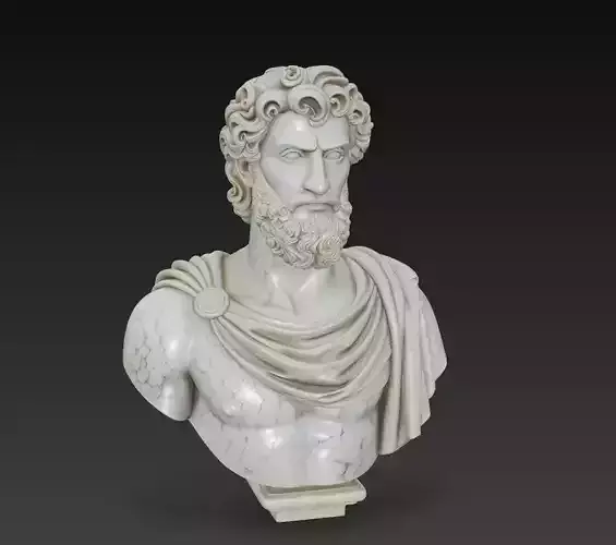 Marble Guardian Hero - Classical Roman Warrior Bust 3D Model
