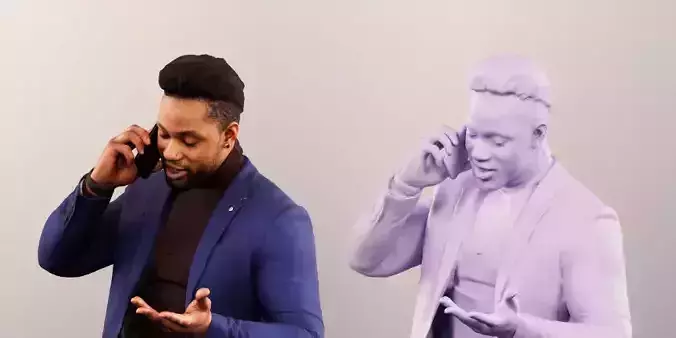 Benoit 11934 Standing Elegant Black Man Phone Call