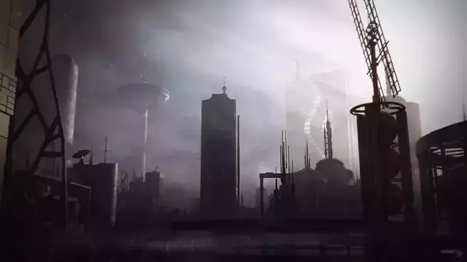 Cyberpunk City Sci Fi Buildings Kitbash VOL02