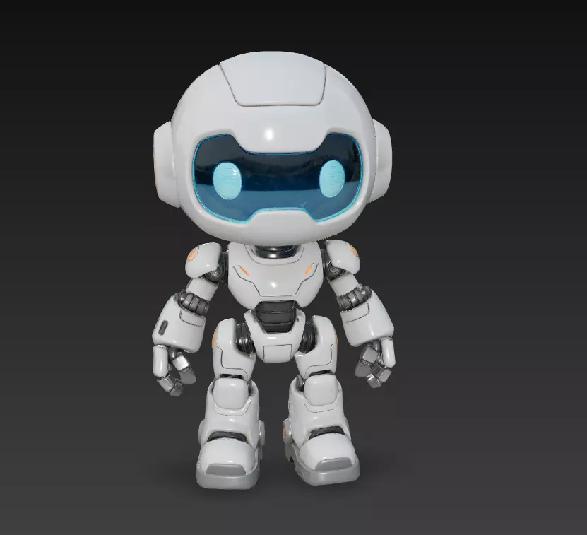 Cute White Sci-Fi Robot - Futuristic Mini Droid 3D Model 3D print model
