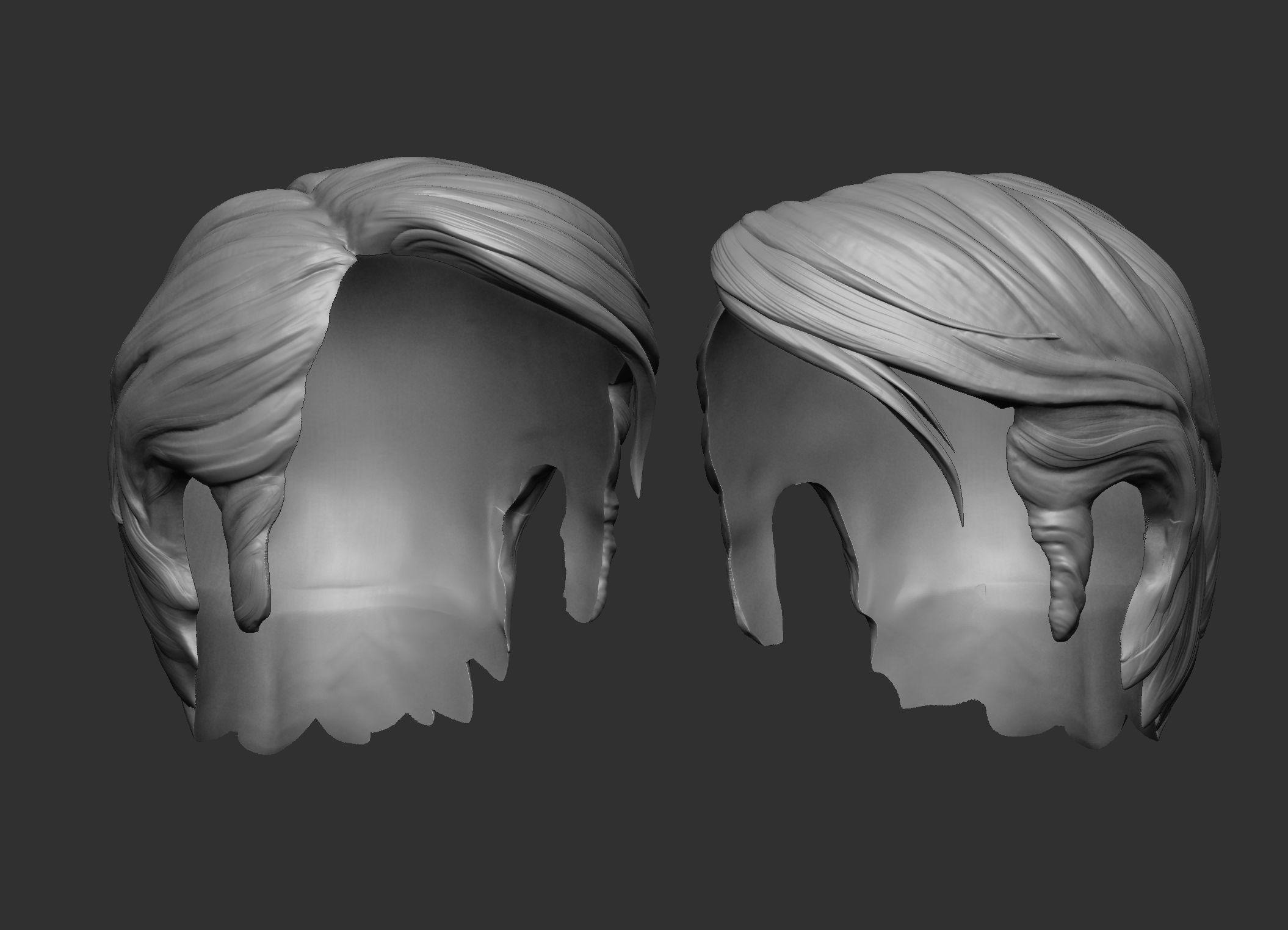 Short Hair stylized 3D print model_2