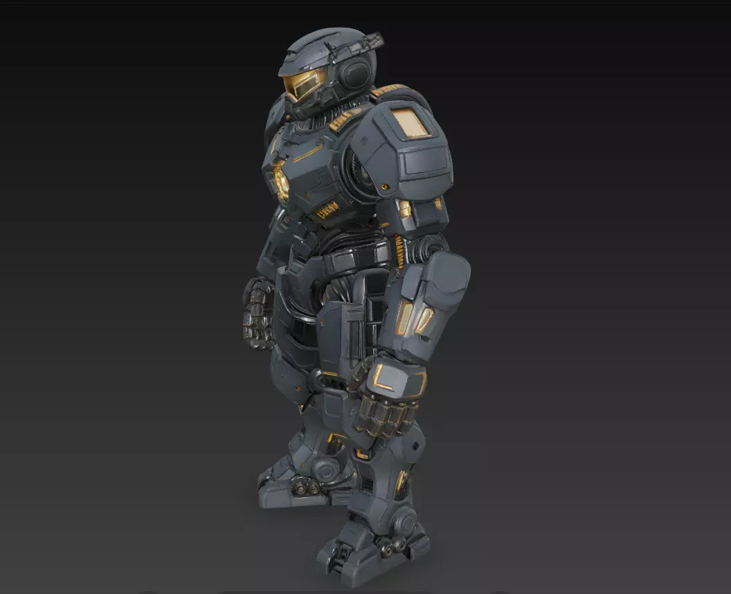 Dark Armored Mech Titan - Futuristic Sci-Fi Robot 3D Model 3D print model_5