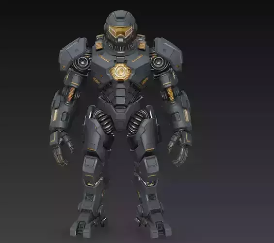 Dark Armored Mech Titan - Futuristic Sci-Fi Robot 3D Model