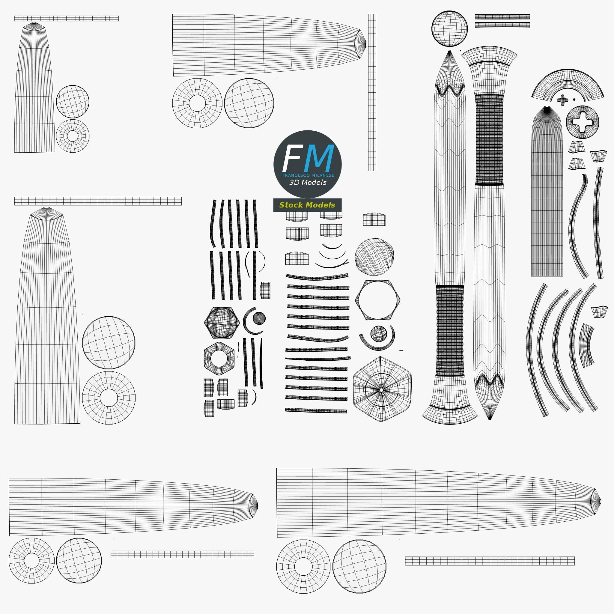 Iron nails and screws set 3D model_11