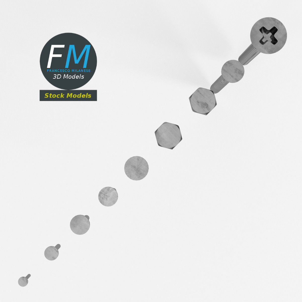 Iron nails and screws set 3D model_6