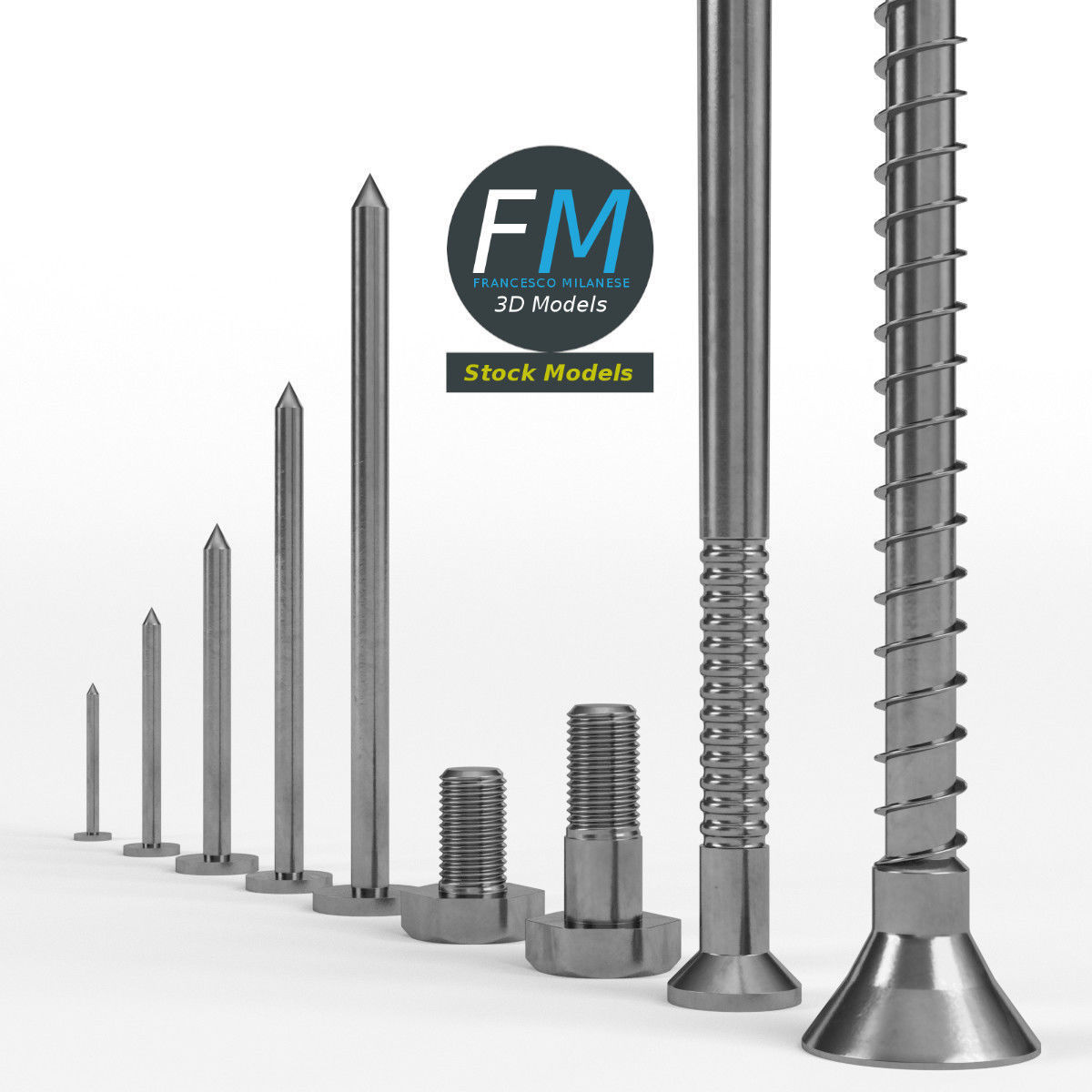 Iron nails and screws set 3D model_4