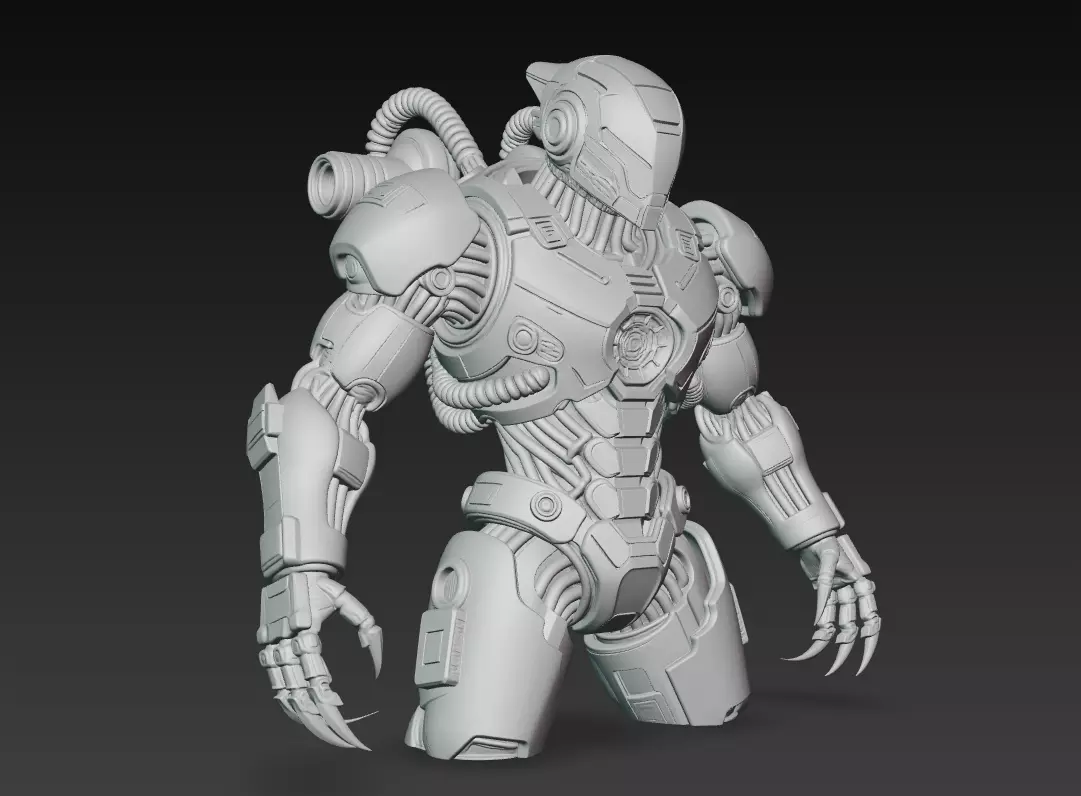 Inferno Guardian - Orange Heavy Mech Warrior 3D Model 3D print model_3