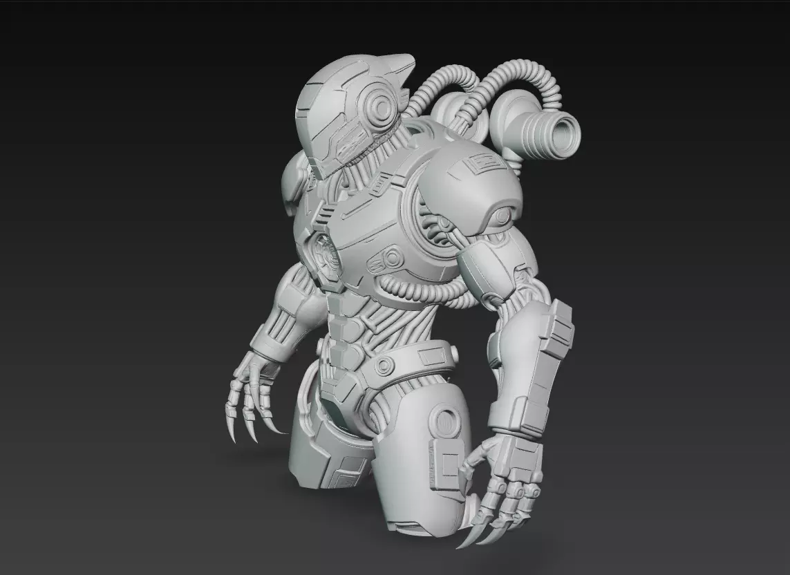 Inferno Guardian - Orange Heavy Mech Warrior 3D Model 3D print model_7