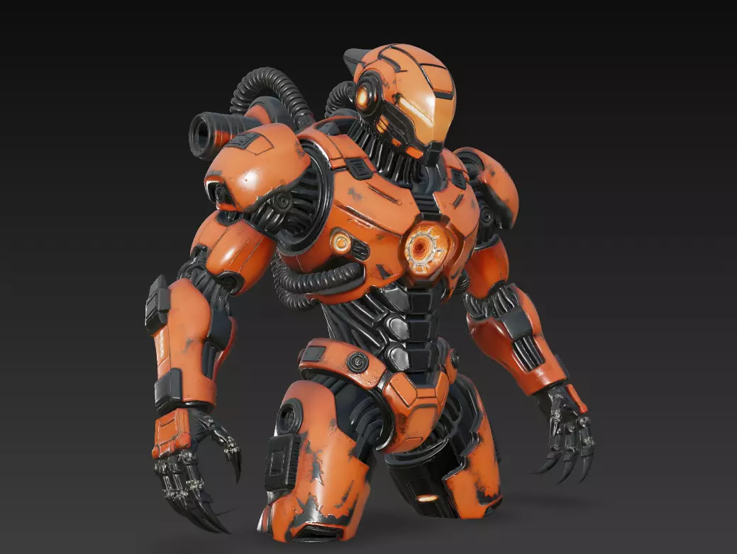 Inferno Guardian - Orange Heavy Mech Warrior 3D Model 3D print model_2