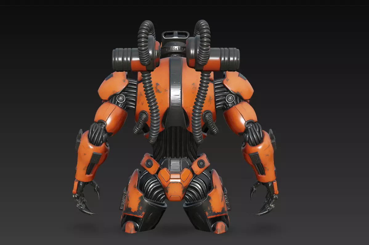 Inferno Guardian - Orange Heavy Mech Warrior 3D Model 3D print model_10