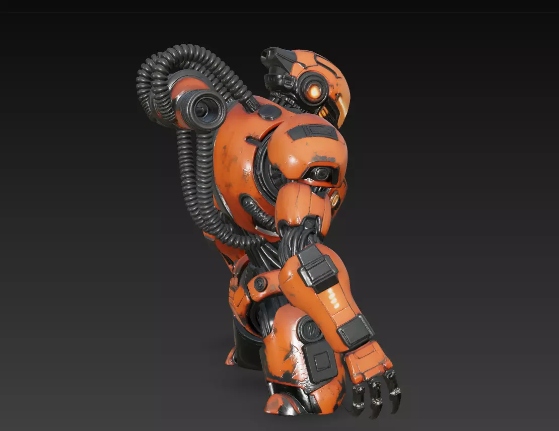 Inferno Guardian - Orange Heavy Mech Warrior 3D Model 3D print model_4