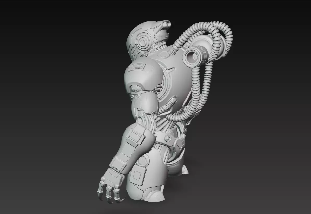 Inferno Guardian - Orange Heavy Mech Warrior 3D Model 3D print model_9