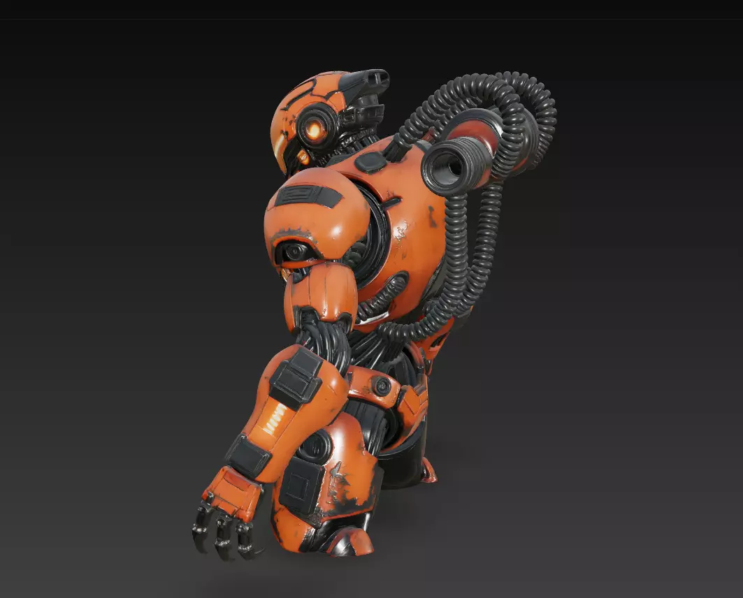 Inferno Guardian - Orange Heavy Mech Warrior 3D Model 3D print model_8