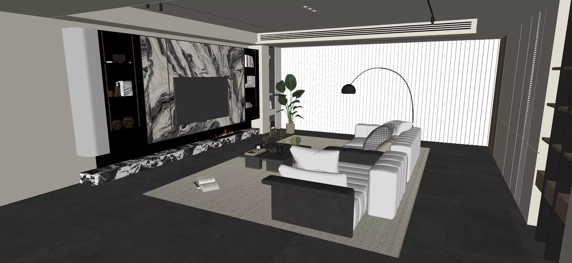 modern minimalist style living room 3D model_6