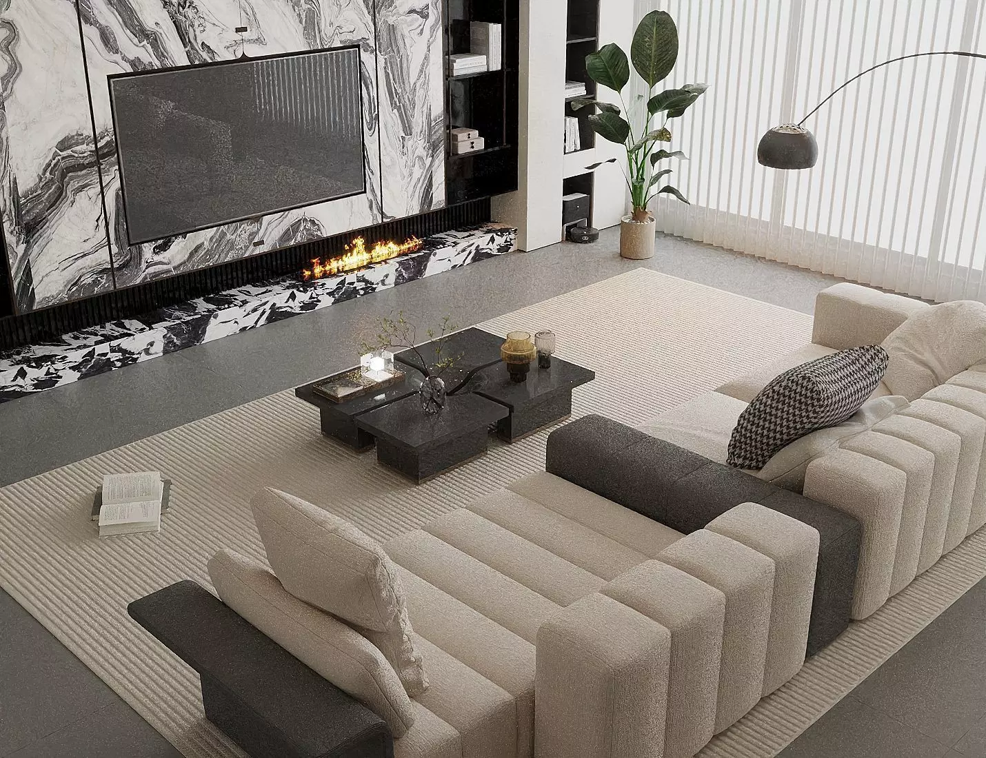 modern minimalist style living room 3D model_5
