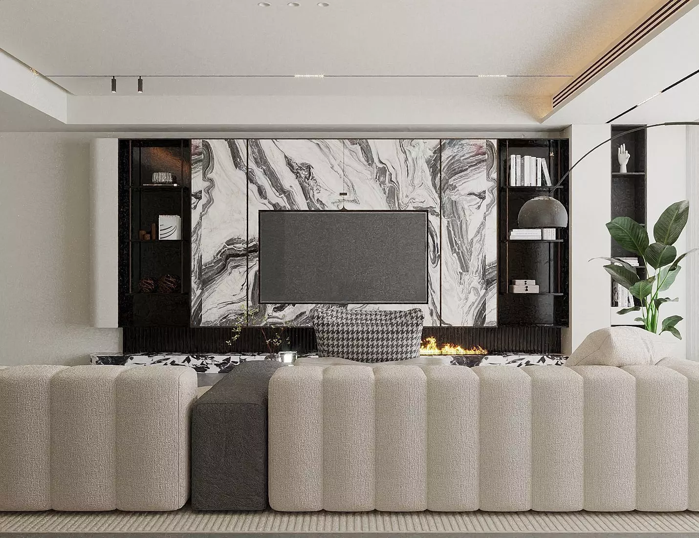 modern minimalist style living room 3D model_2