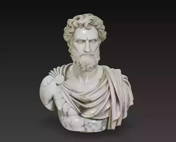 Imperial Marble Warrior - Classical Hero Bust 3D Model