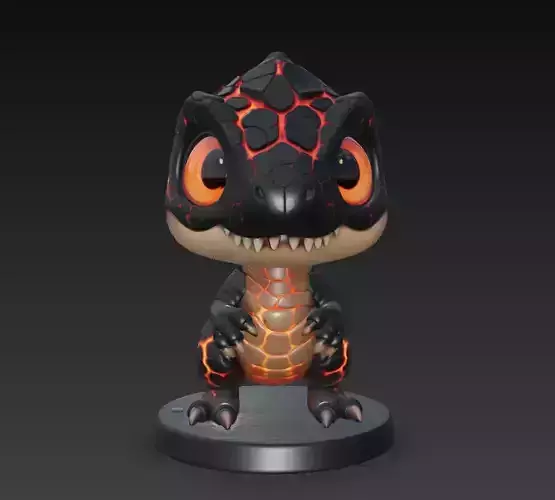 Lava Hatchling Dragon - Stylized Fiery Baby Creature 3D Model