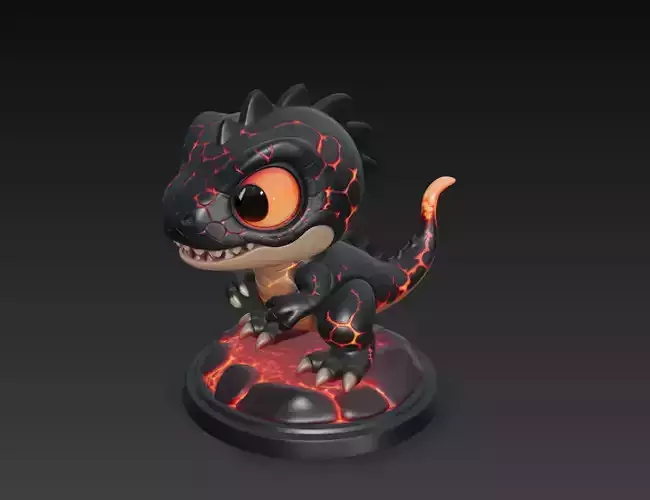 Lava Baby Dragon - Stylized Volcano Creature 3D Model
