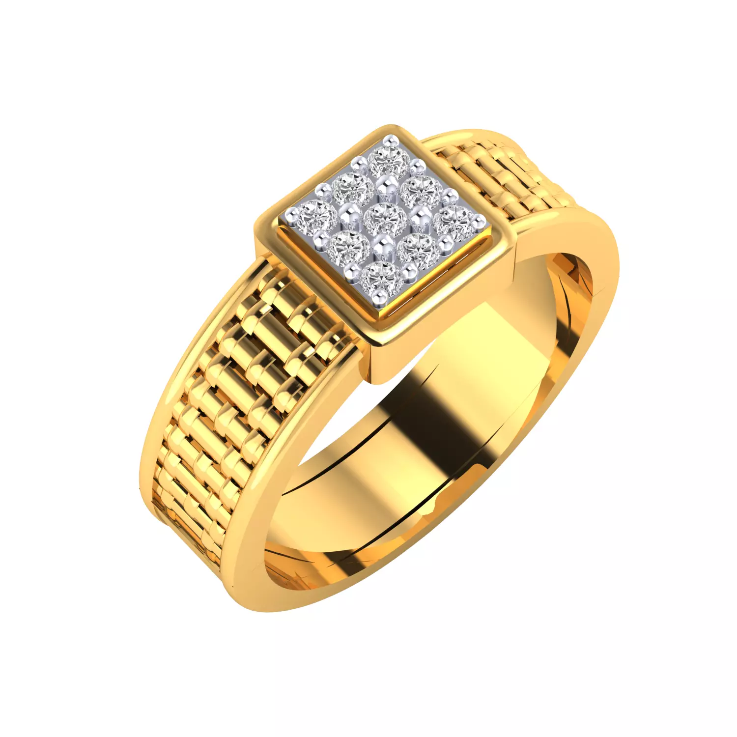 Diamond Head Mens Ring stl 3dm Render obj fbx 3D print model 3D print model_1