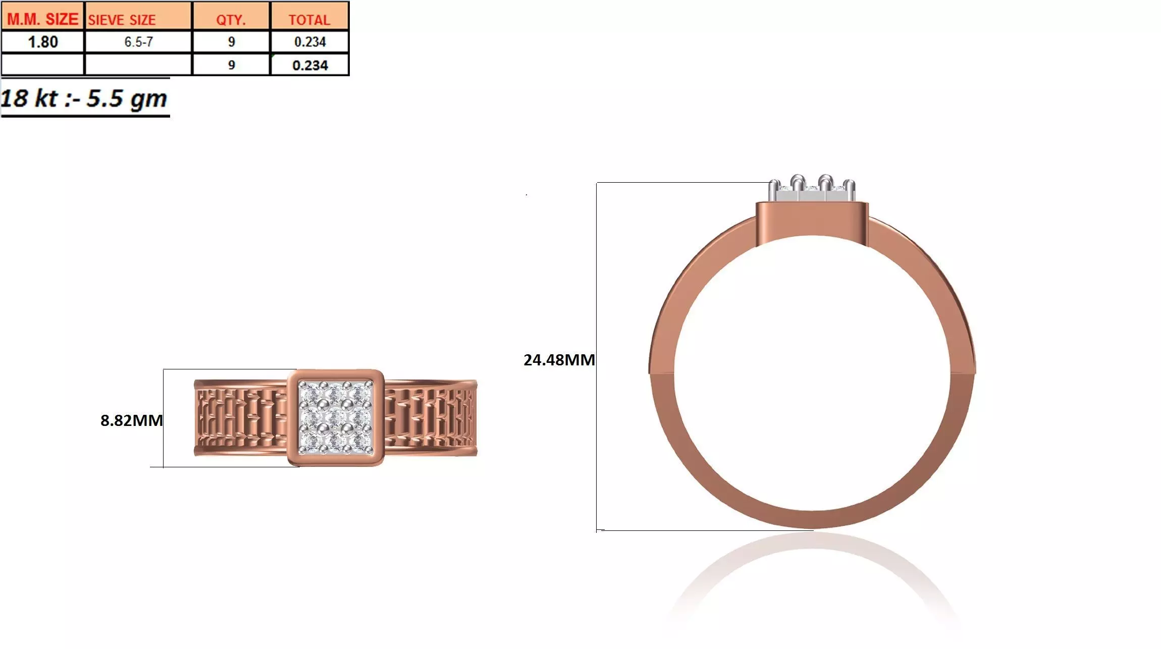 Diamond Head Mens Ring stl 3dm Render obj fbx 3D print model 3D print model_24