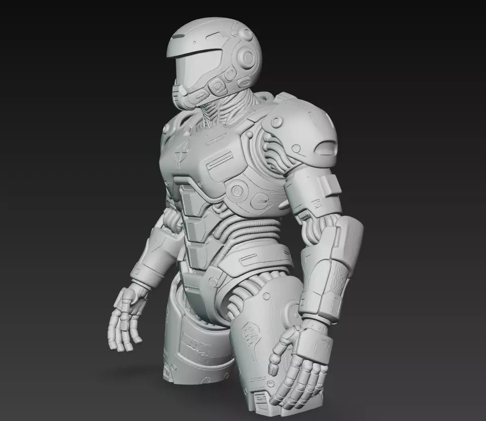 Yellow Armored Mech Soldier - Futuristic Sci-Fi Robot 3D Model 3D print model_7