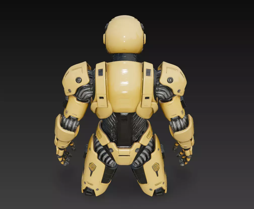 Yellow Armored Mech Soldier - Futuristic Sci-Fi Robot 3D Model 3D print model_4