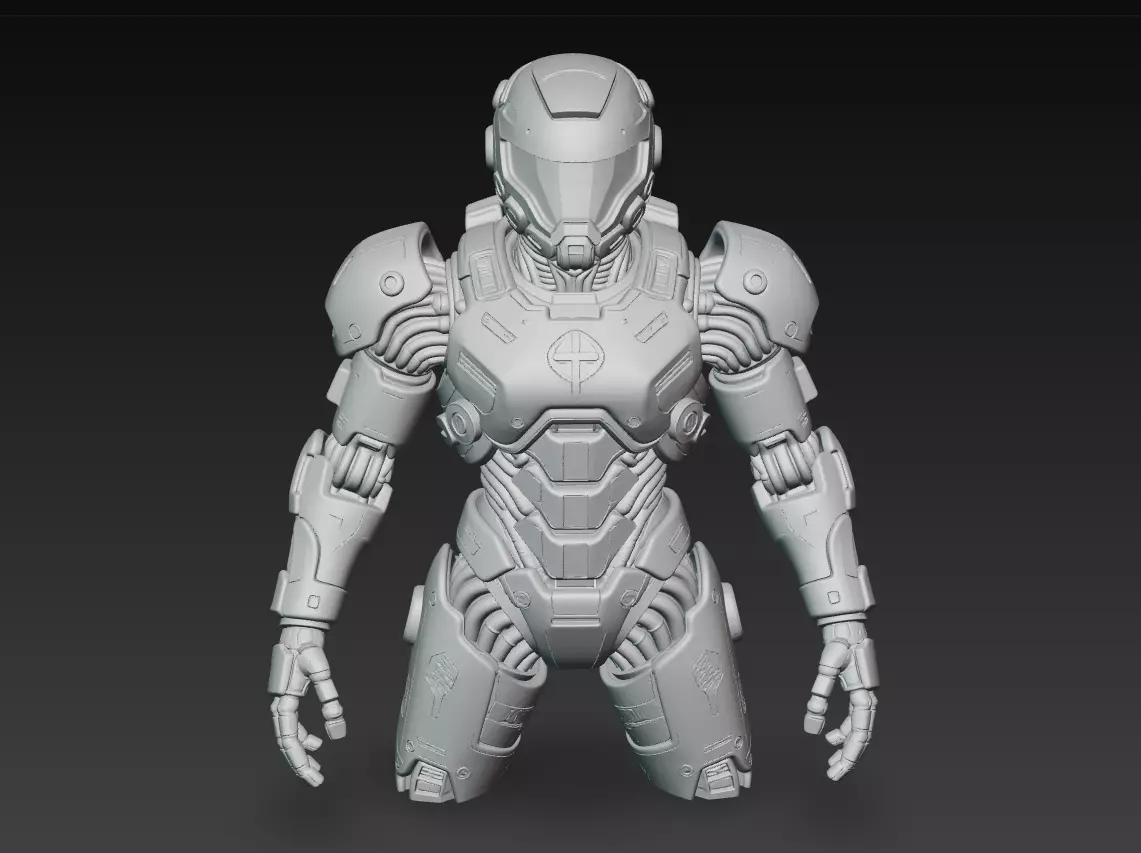 Yellow Armored Mech Soldier - Futuristic Sci-Fi Robot 3D Model 3D print model_11