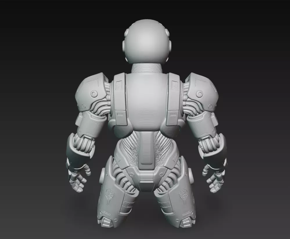 Yellow Armored Mech Soldier - Futuristic Sci-Fi Robot 3D Model 3D print model_8