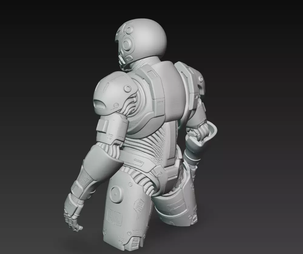 Yellow Armored Mech Soldier - Futuristic Sci-Fi Robot 3D Model 3D print model_6