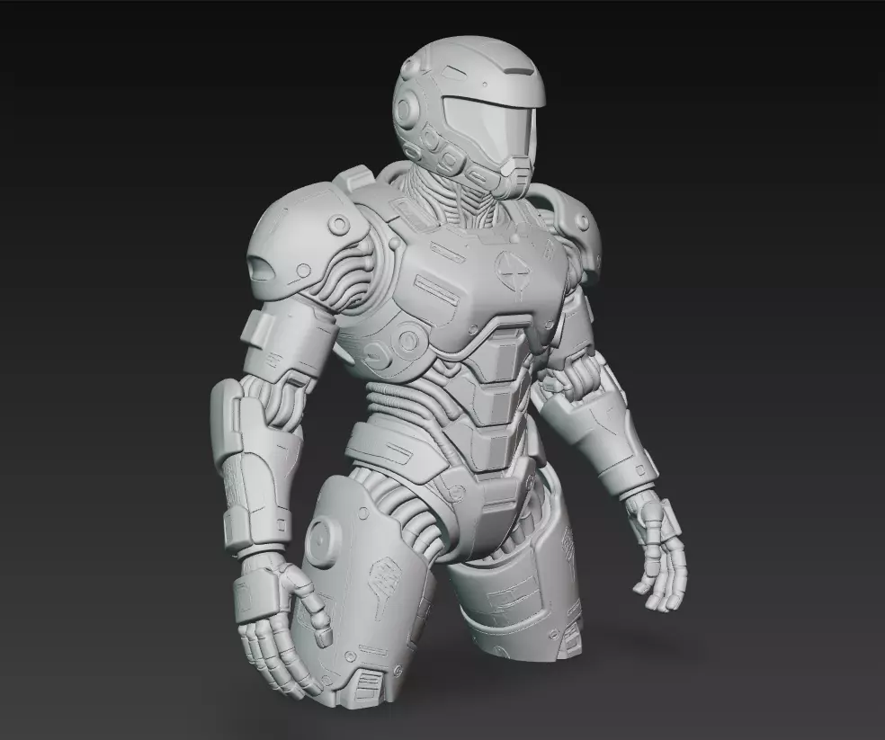 Yellow Armored Mech Soldier - Futuristic Sci-Fi Robot 3D Model 3D print model_10