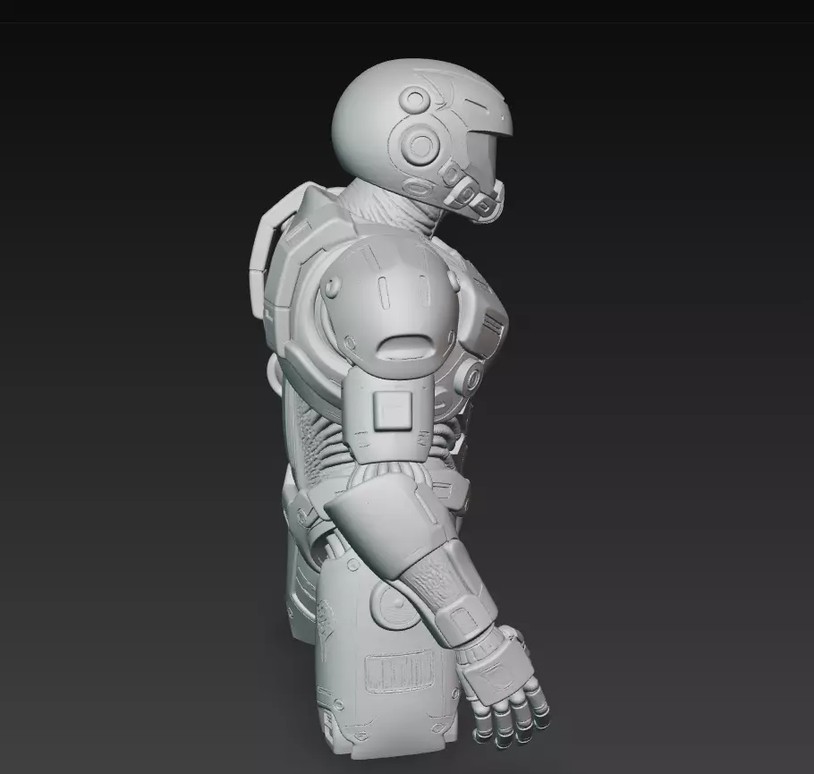 Yellow Armored Mech Soldier - Futuristic Sci-Fi Robot 3D Model 3D print model_9