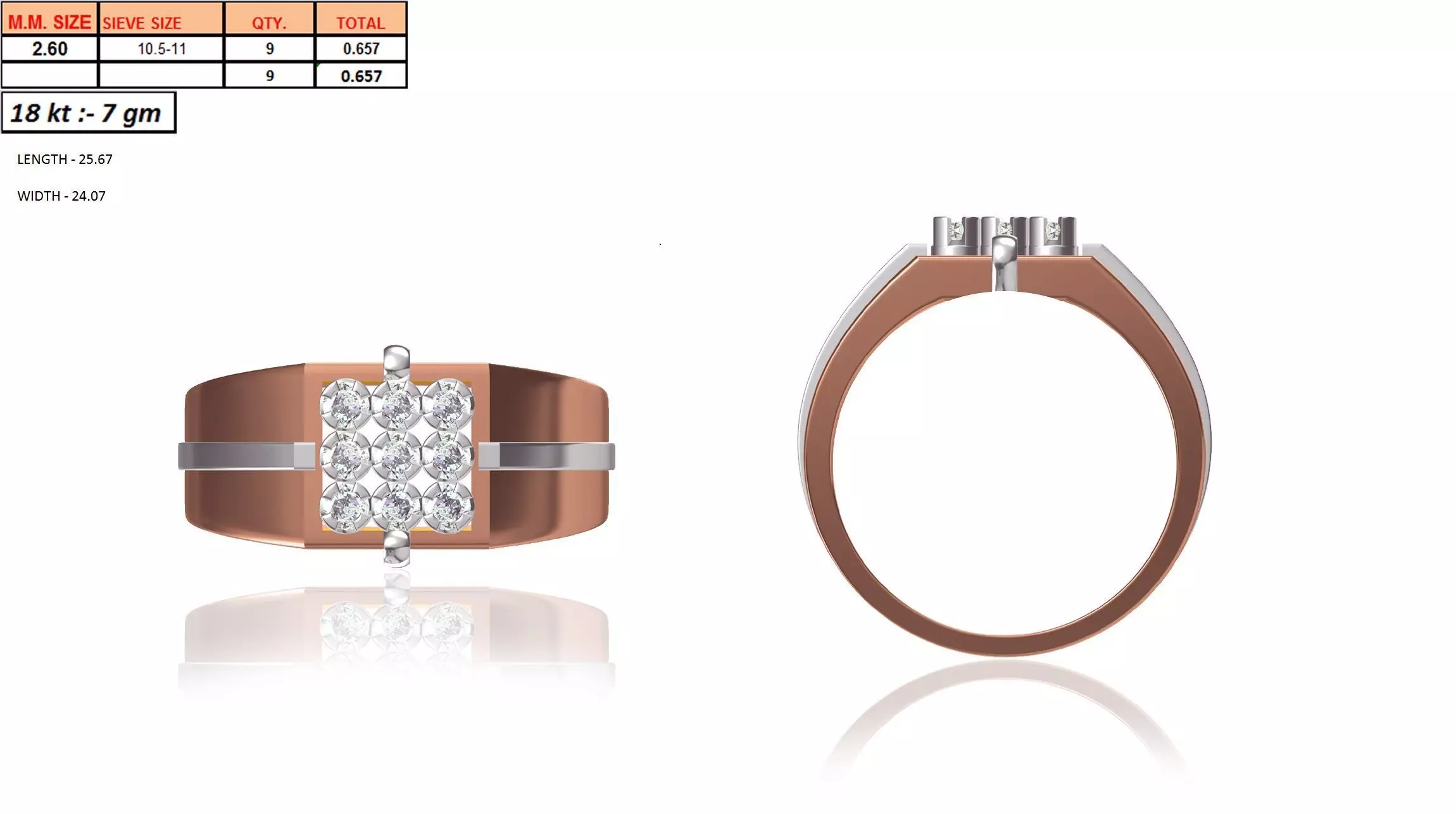 Diamond Head Mens Ring 3dm stl renders details 3D print model_26