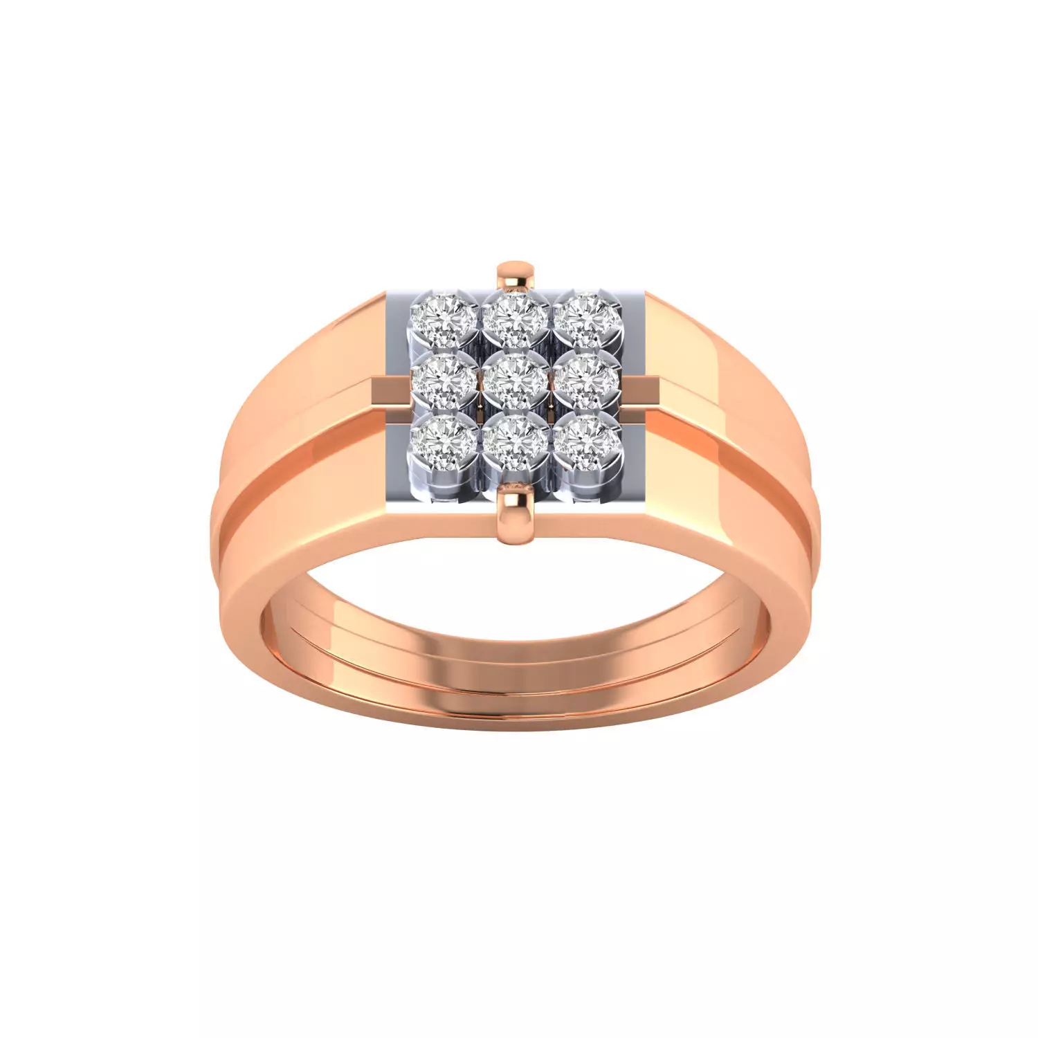 Diamond Head Mens Ring 3dm stl renders details 3D print model_2
