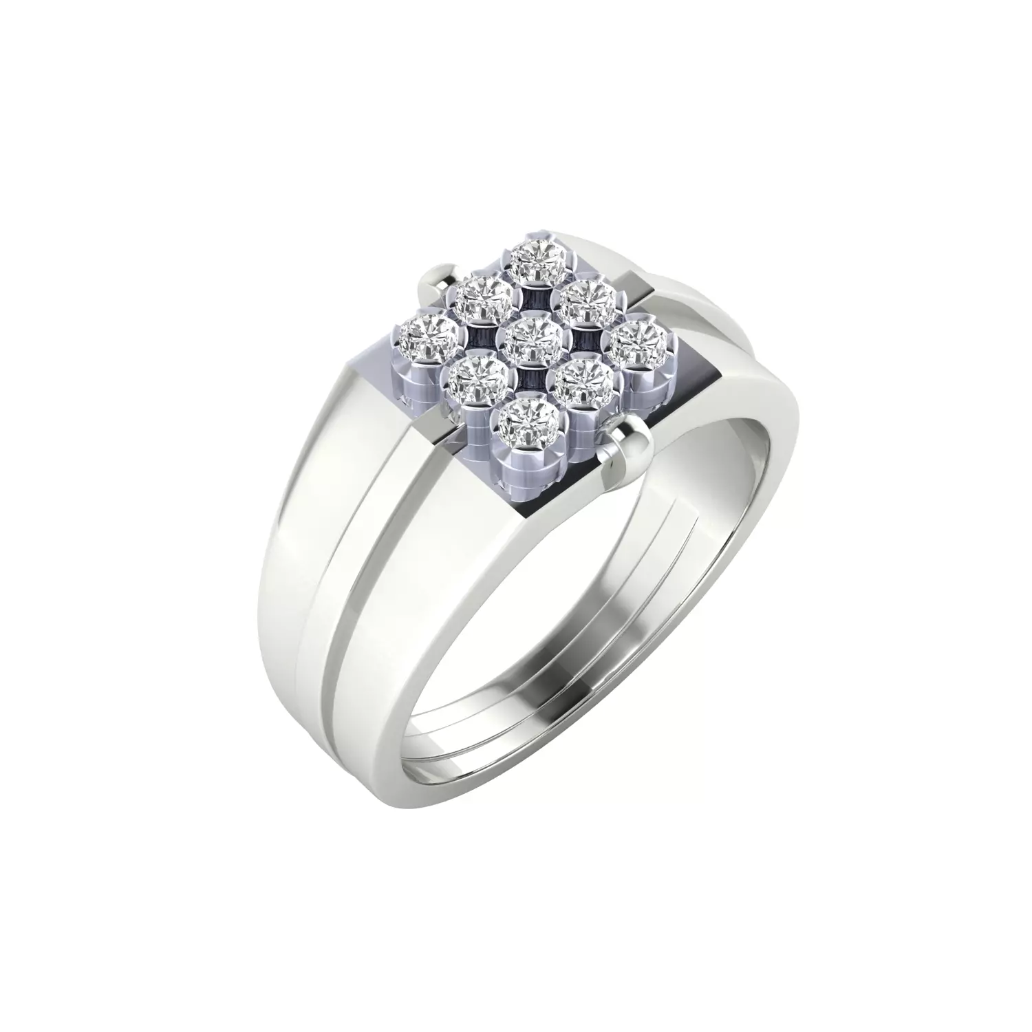 Diamond Head Mens Ring 3dm stl renders details 3D print model_15