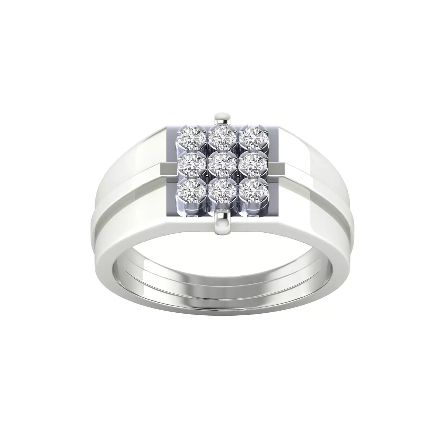 Diamond Head Mens Ring 3dm stl renders details 3D print model_17